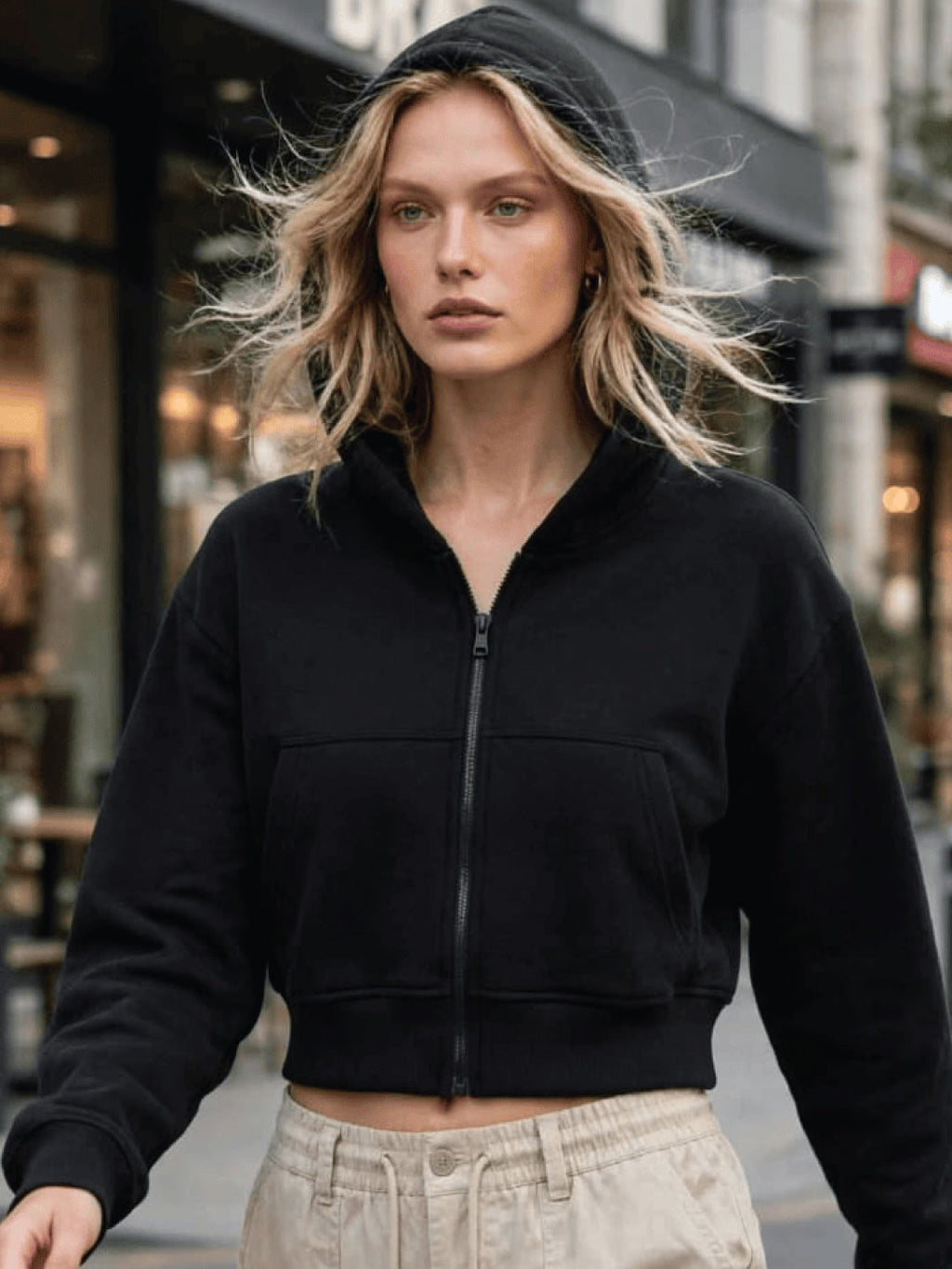 Owl Mink Women's Printed Cropped Hoodie with Graphic Print, Full Sleeves, Attached Hood, Casual Sweatshirt