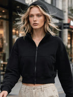 Owl Mink Women's Printed Cropped Hoodie with Graphic Print, Full Sleeves, Attached Hood, Casual Sweatshirt