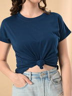 Stylish Up & Down Women’s High-Low Hem T-Shirt – Premium Cotton Lycra, Seamless Sleeves, Round Neck Casual & Active Wear Girls T-Shits