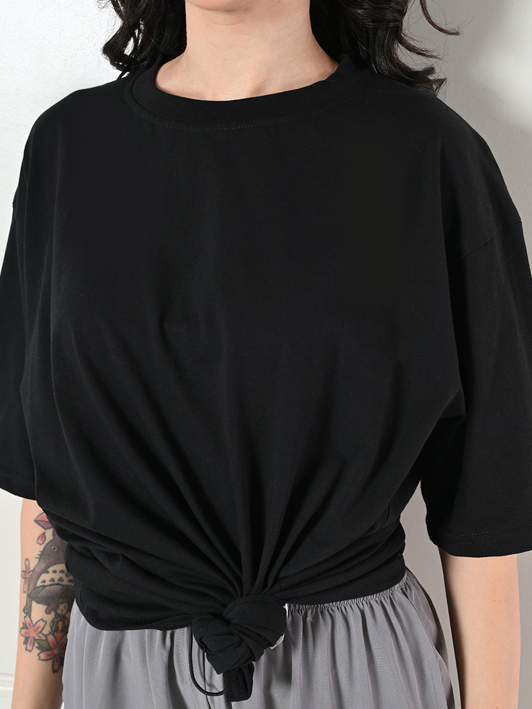Oversized Drop Shoulder Women’s T-Shirt – Pure Cotton, Round Neck, Relaxed Fit