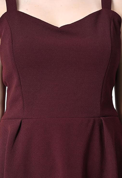 Women’s Sweetheart Neck Sleeveless Fit & Flare Dress Red Wine