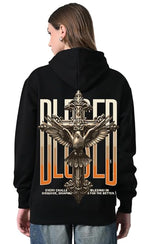 Women’s Black Relaxed Fit Hoodie – Printed Fleece Pullover with Kangaroo Pocket