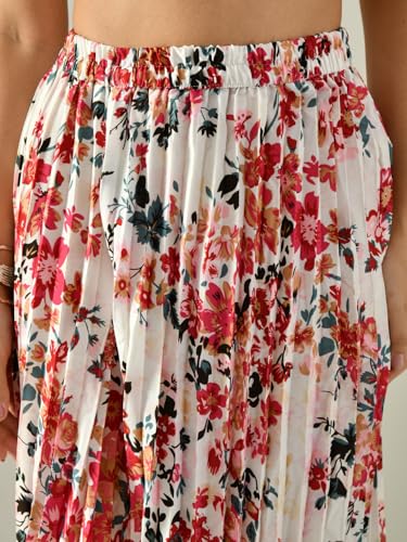 Women’s Printed Calf-Length Skirt | Rayon Crepe Pleated