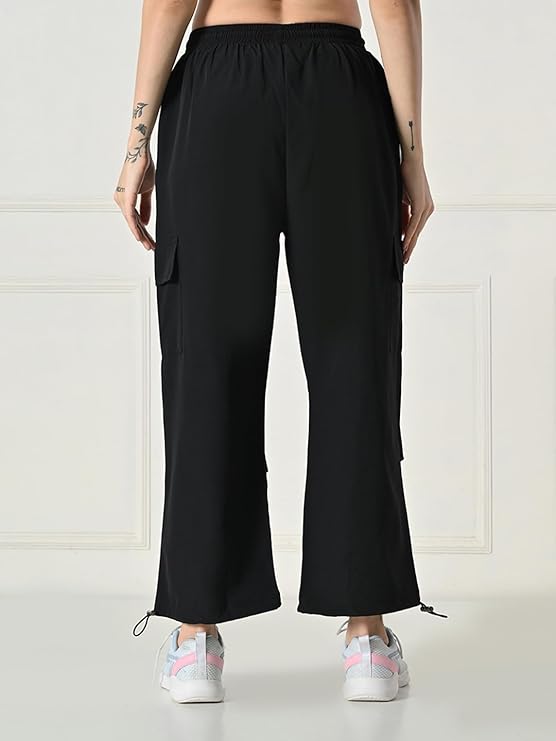 Women’s Pleated Cargo Trousers with Drawstring Waist and 4 Pockets