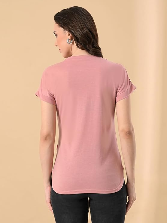 Stylish High-Low Cat Print Tee for Women