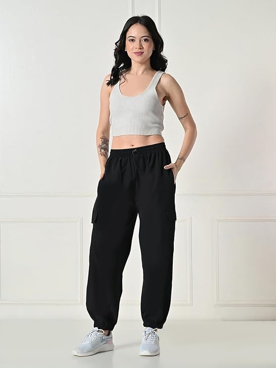 Women’s Loose Fit Cargo Jogger Pants with 4 Pockets