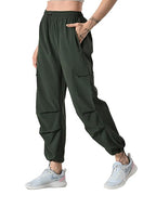 Trendy Pleated Cargo Pants for Women with Drawstring Closure & 4 Pockets