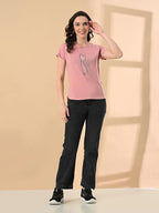 Stylish High-Low Cat Print Tee for Women