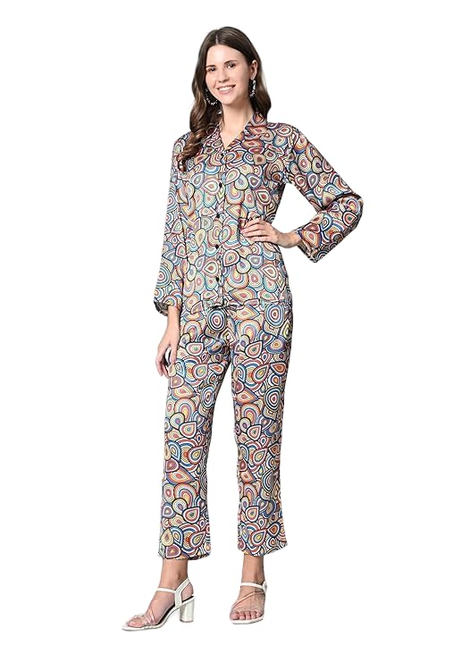 OWL MINK Women’s Rayon Co-Ord Set | 2-Piece Top & Bottom