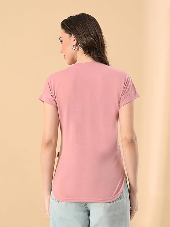 Stylish Up & Down Women’s High-Low Hem T-Shirt in Cotton Lycra