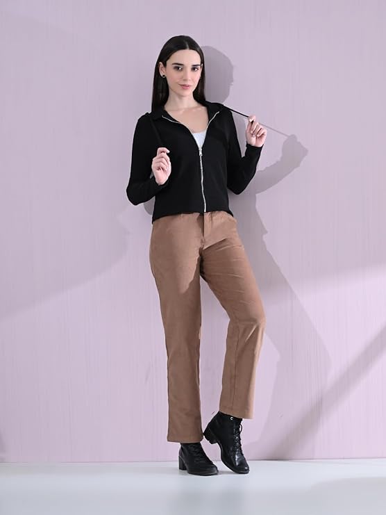 Cotton Full Sleeve Hoddie Women Solid Black Hoodie Jacket