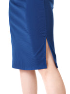 Comfortable Elastic Waist Pencil Skirt with Knee-Length Slit for Women