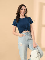 Stylish Up & Down Women’s High-Low Hem T-Shirt – Premium Cotton Lycra, Seamless Sleeves, Round Neck Casual & Active Wear Girls T-Shits