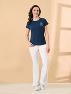 High-Low Hem Women’s T-Shirt with Crystal Print – Casual & Comfy