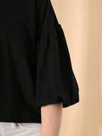 Oversized Cotton Crop T-Shirt for Women – Balloon Sleeves
