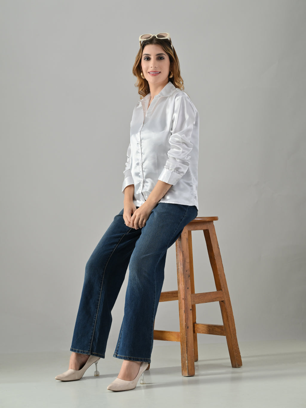 Women’s Satin Formal Shirt – Full Sleeve