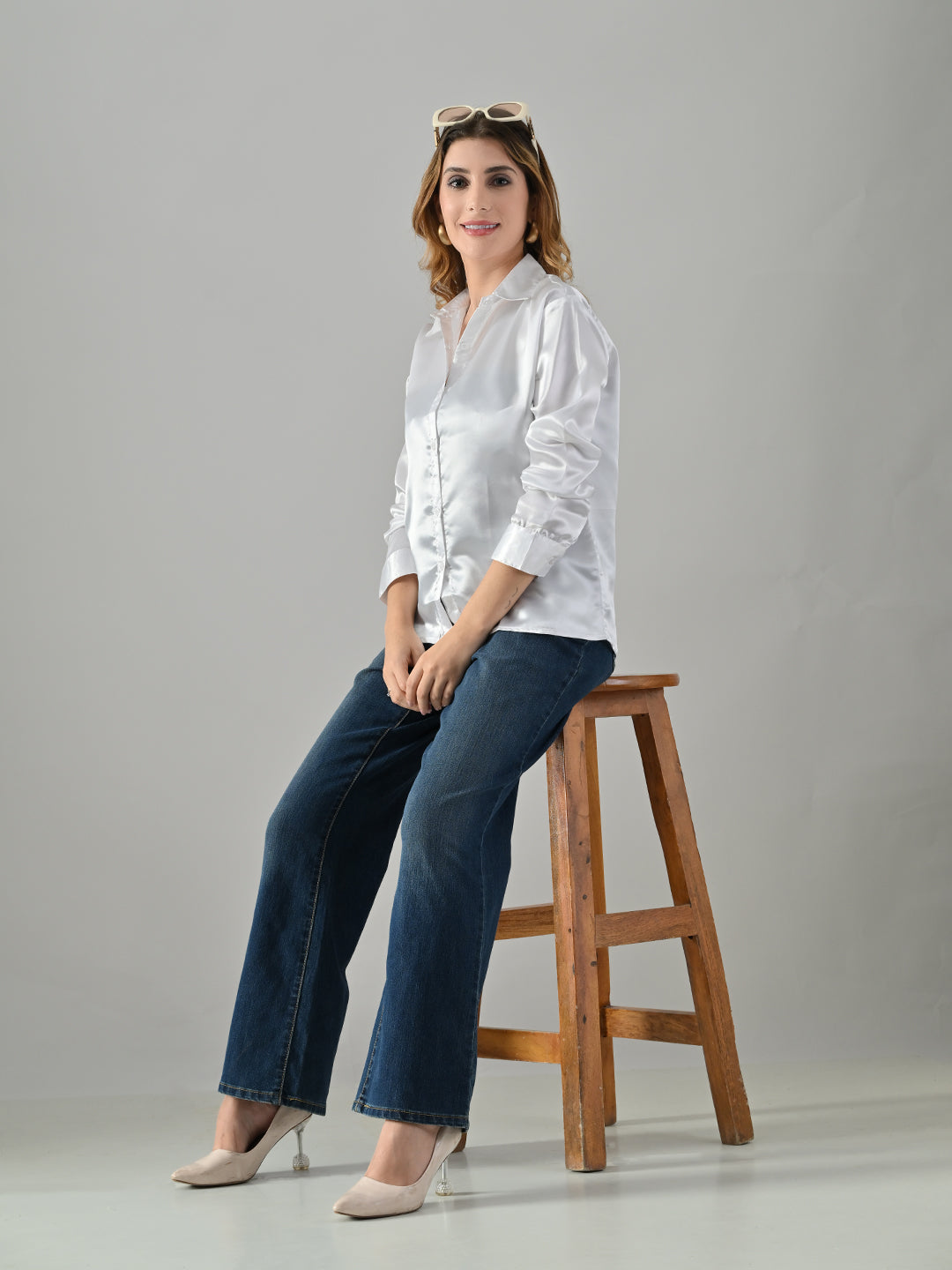 Women’s Satin Formal Shirt – Full Sleeve