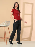 Women’s High-Low T-Shirt with Crystal Cat Print