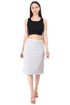 Women's Grey High-Waist Bodycon Pencil Skirt | Knee-Length Slit