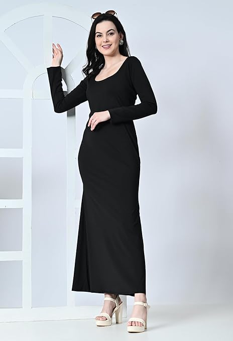 Women’s Casual Long Slip Dress – Full Sleeve Bodycon Maxi