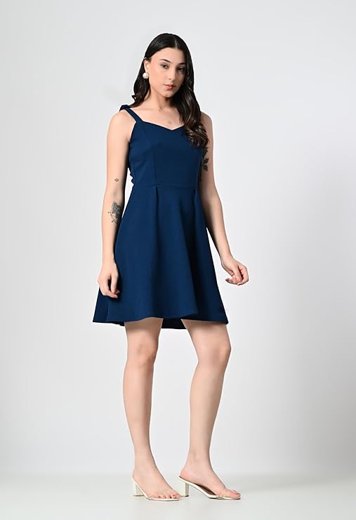 Women’s Sweetheart Neck Sleeveless Fit & Flare Dress Navy