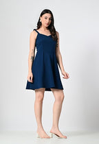 Women’s Sweetheart Neck Sleeveless Fit & Flare Dress Navy