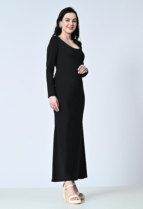 Women’s Casual Long Slip Dress – Full Sleeve Bodycon Maxi