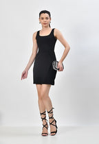 Women’s Black Round Neck Bodycon Mini Dress