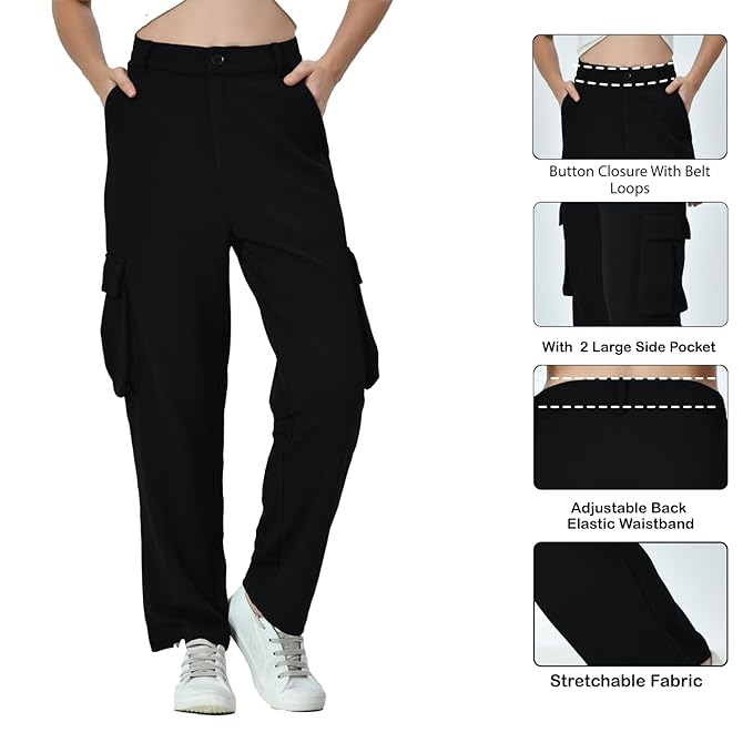 High Rise Women’s Cargo Jeans – Comfortable Baggy Fit for Camping & Outings