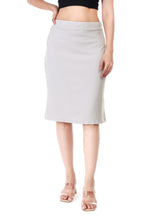 Women's Grey High-Waist Bodycon Pencil Skirt | Knee-Length Slit