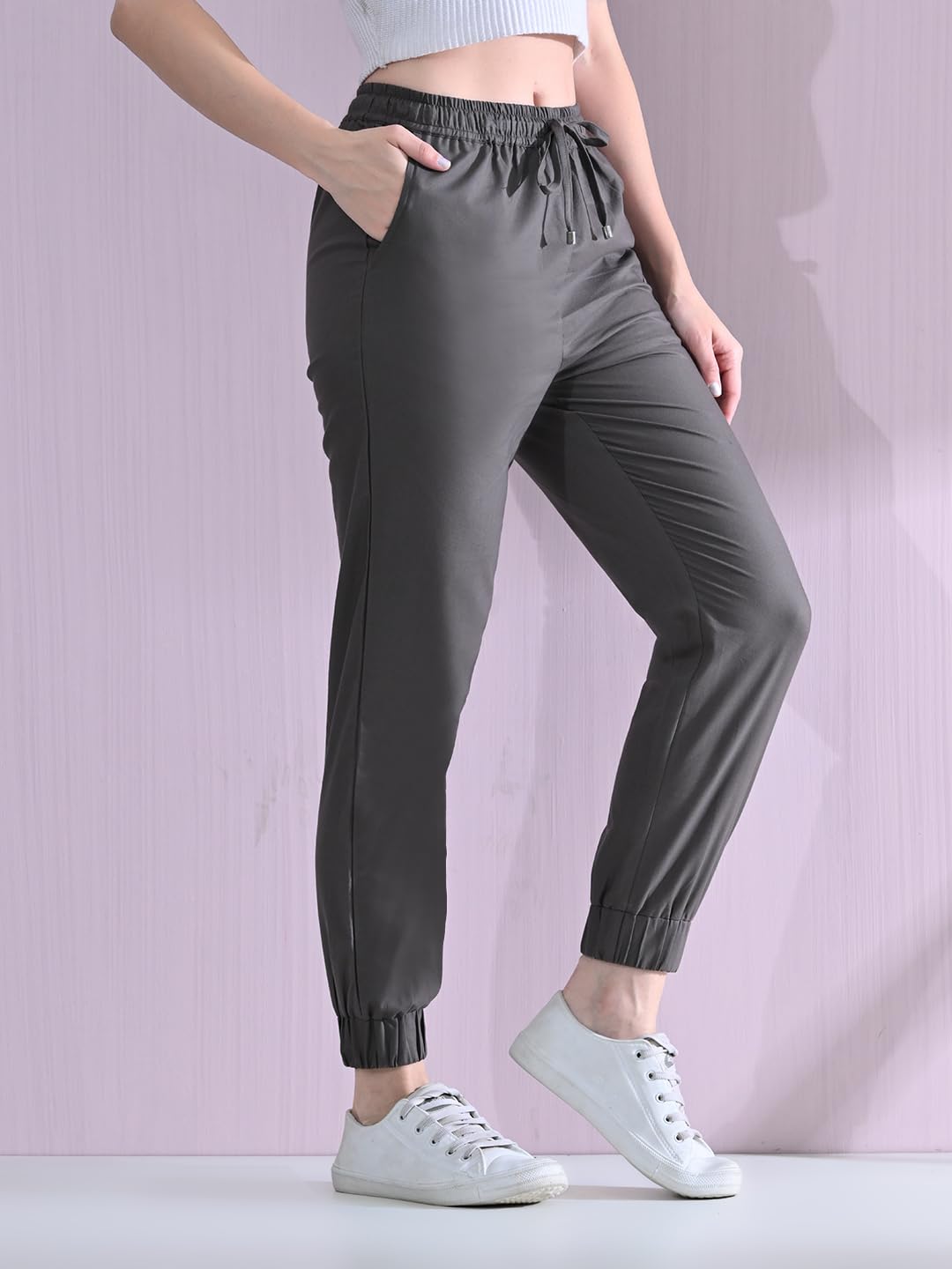 OWL MINK Women’s Cotton Ankle Length Joggers – Carbon