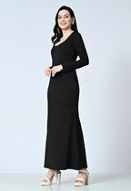 Women’s Casual Long Slip Dress – Full Sleeve Bodycon Maxi