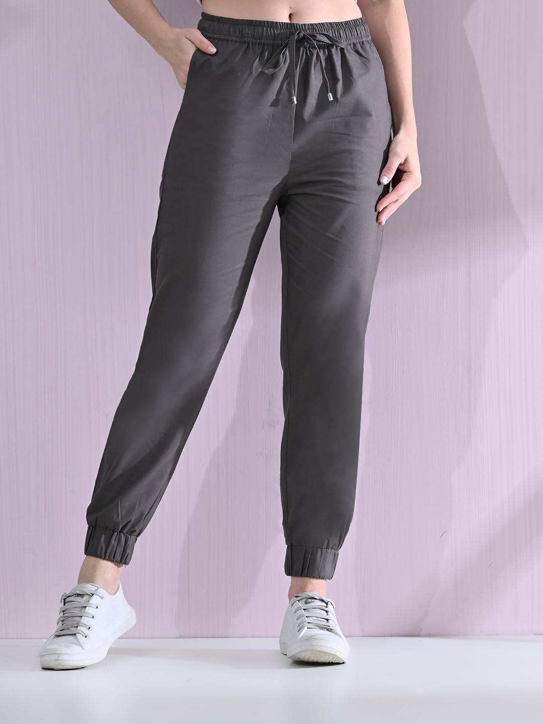 OWL MINK Women’s Cotton Ankle Length Joggers – Carbon