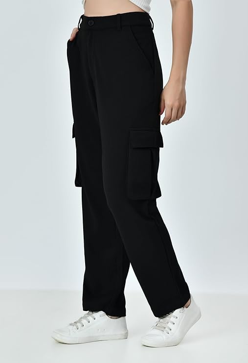 High Rise Women’s Cargo Jeans – Comfortable Baggy Fit for Camping & Outings