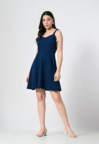 Women’s Sweetheart Neck Sleeveless Fit & Flare Dress Navy