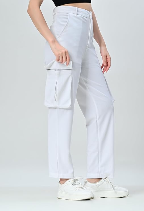 Women’s Stretchable Baggy Cargo Jeans with 4 Deep Pockets for Travel & Hiking