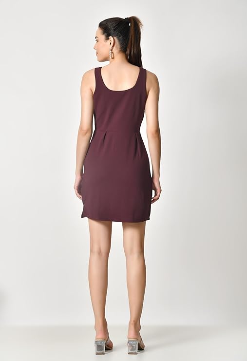 Women’s Maroon Round Neck Bodycon Mini Dress