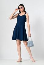 Women’s Sweetheart Neck Sleeveless Fit & Flare Dress Navy