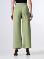 Solid High-Waist Stretchable Trousers for Women