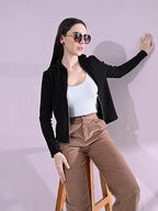 Cotton Full Sleeve Hoddie Women Solid Black Hoodie Jacket