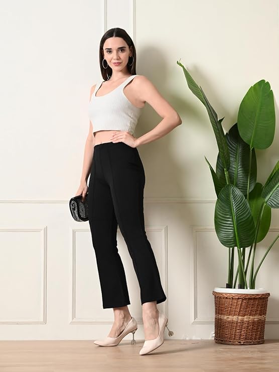 Women's Slim Fit Flared Casual Trousers