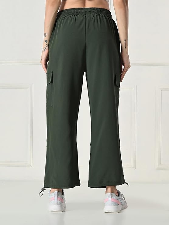 Trendy Pleated Cargo Pants for Women with Drawstring Closure & 4 Pockets