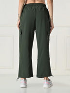 Trendy Pleated Cargo Pants for Women with Drawstring Closure & 4 Pockets