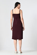 Women Asymmetric Dress (in, Alpha, XS, Regular, Maroon)