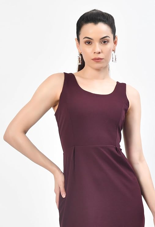 Women’s Maroon Round Neck Bodycon Mini Dress