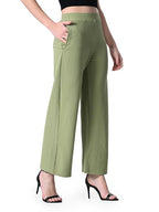 Solid High-Waist Stretchable Trousers for Women