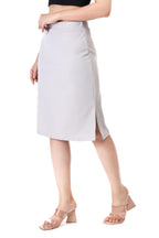 Women's Grey High-Waist Bodycon Pencil Skirt | Knee-Length Slit