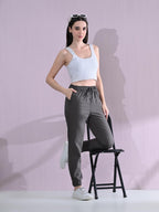 OWL MINK Women’s Cotton Ankle Length Joggers – Carbon