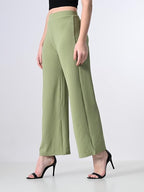 Solid High-Waist Stretchable Trousers for Women