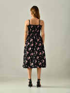 OWL MINK Women’s Flared Calf-Length Dress | Sleeveless Rayon Crepe